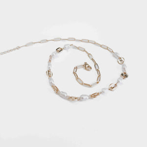 Perla Pearl & Oval Chain Link Necklace