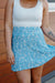 Floral Mini Skirt, Blue