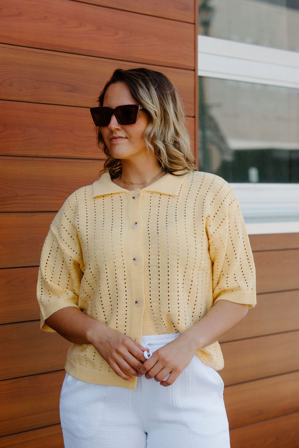 Crochet Button Up, Yellow