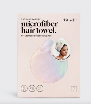 Satin-Wrapped Microfiber Hair Towel - Aura