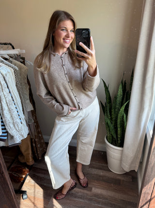 Valorie Stripe Barrel Jeans, Cream