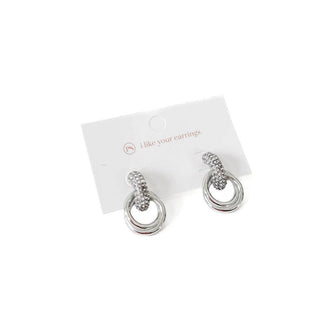 Double Hoop Diamond Earrings: Silver