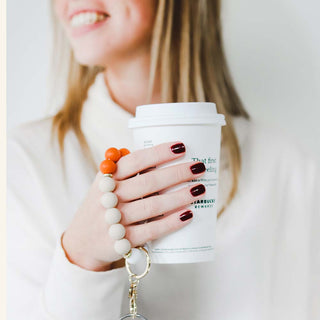 Hands-Free Silicone Beaded Keychain Wristlet - Pumpkin Spice