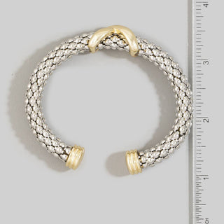 Beaded Popcorn X Station Cuff Bracelet: TWOTONE - The Red Thread Boutique