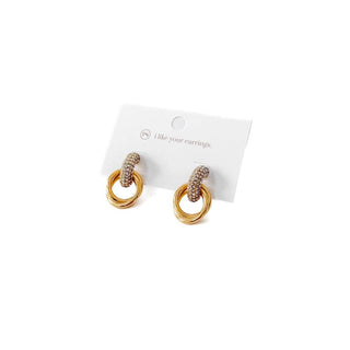 Double Hoop Diamond Earrings : Gold