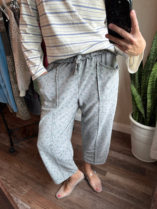 Basic Floral Barrel Jogger, Ash