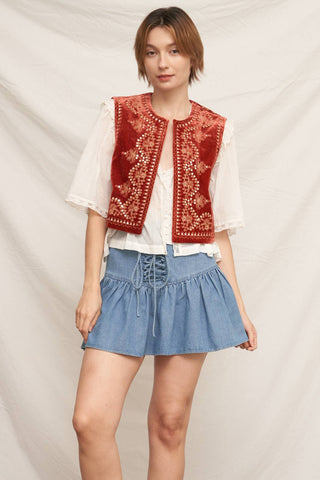 Embroidered Sequin Velvet Vest *final sale