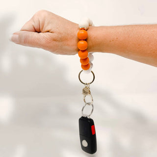 Hands-Free Silicone Beaded Keychain Wristlet - Pumpkin Spice *final sale