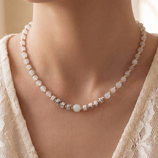Semi Precious Stone And Metallic Beaded Necklace: GDMU - The Red Thread Boutique