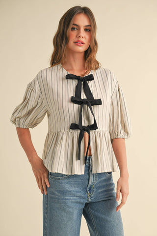 Stripe Bow Tie Top