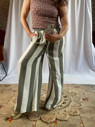 Olivia Olive Striped Pants
