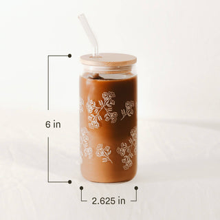 Holly 17 oz Can Glass w/ Straw & Lid *final sale