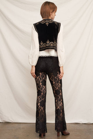 Embroidered Sequin Velvet Vest *final sale