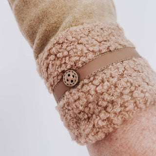 Teddy Fur Cuff Gloves, Tan