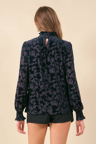Smocked Velvet Floral Top - The Red Thread Boutique