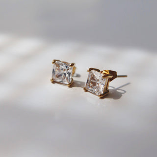 CZ Square Stud Earrings