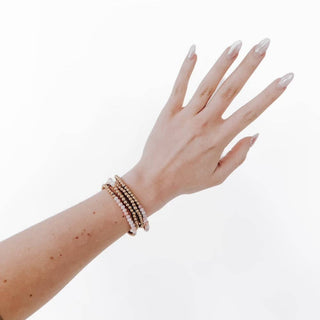 Avary Glass and Metallic Bead Bracelet: Blue