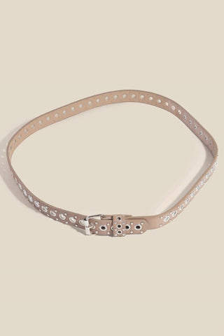 Studs And Grommet Vegan Leather Belt: SKA - The Red Thread Boutique