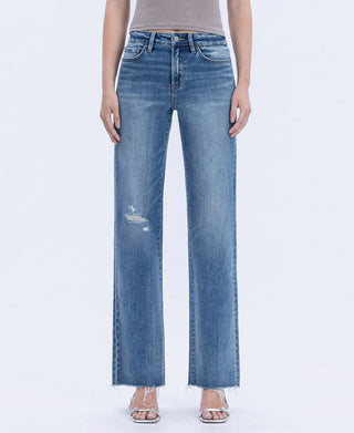 Fray Hem Slim Wide Jeans