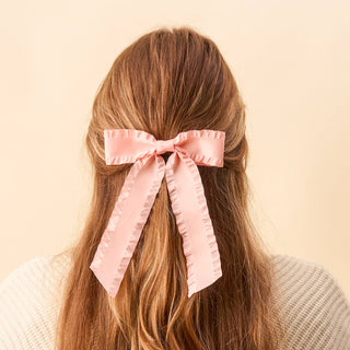 Ruffle Hair Bow- Blush