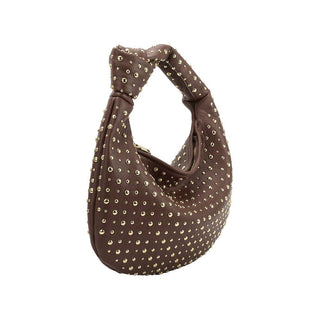 Brigitte Large Studded Chocolate Shoulder Bag *final sale