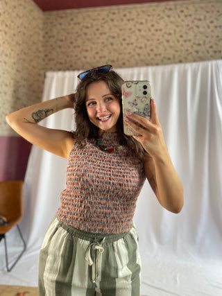 Lizzy Smocked Plaid Tank - The Red Thread Boutique