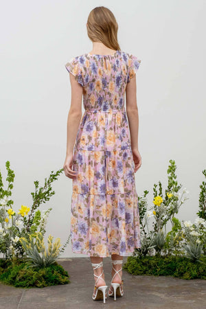 Floral Smocked Dress, Lavender Mint