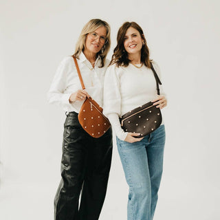 Chic Gold Studded Westlyn Bum Bag: Black