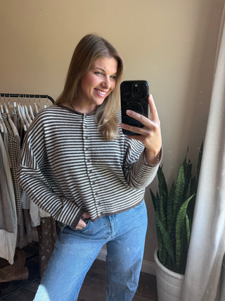 Dani Stripe Cardigan , Dark Brown