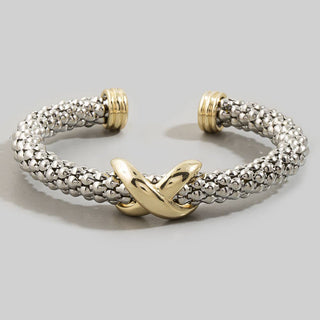 Beaded Popcorn X Station Cuff Bracelet: TWOTONE - The Red Thread Boutique