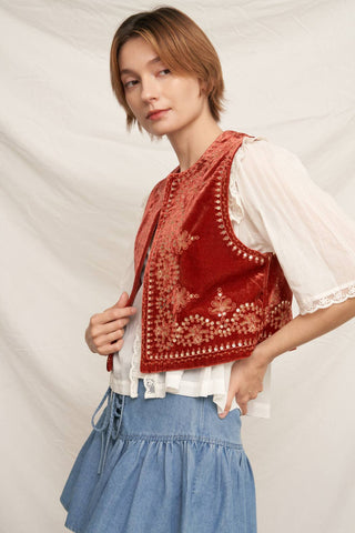 Embroidered Sequin Velvet Vest *final sale