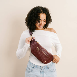 Trendy Luxe Belt Bag - Woven Plum