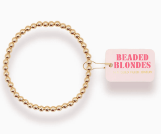 4 MM Gold Beaded Bracelet Standard 6.75 inch - The Red Thread Boutique