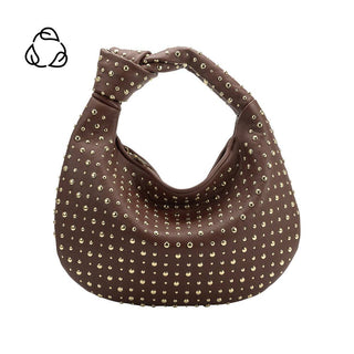 Brigitte Large Studded Chocolate Shoulder Bag *final sale