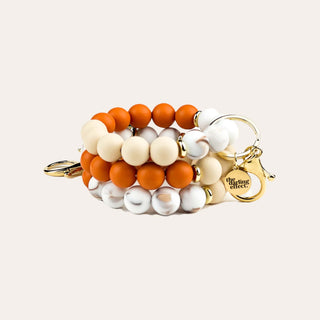 Hands-Free Silicone Beaded Keychain Wristlet - Pumpkin Spice *final sale