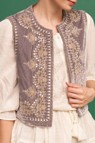 Embroidered Sequin Velvet Vest *final sale