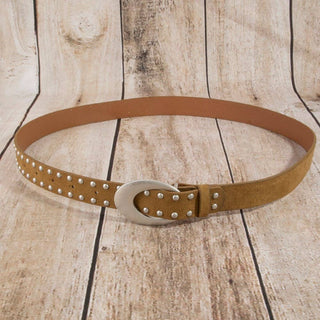 Double Studded Trim Vegan Leather Belt: SBR - The Red Thread Boutique