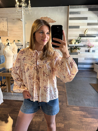Arden Floral Tie Top - The Red Thread Boutique