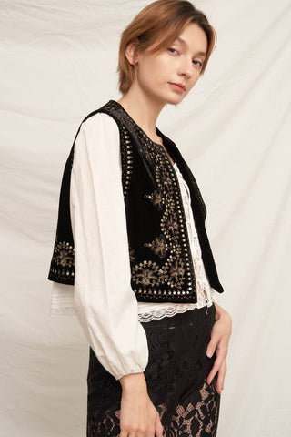 Embroidered Sequin Velvet Vest *final sale