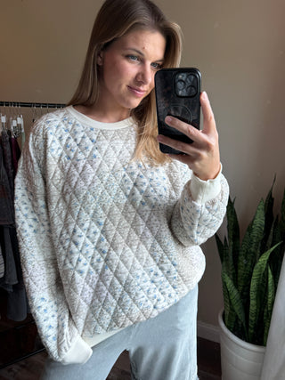 Hattie Quilted Sweatshirt, Cream