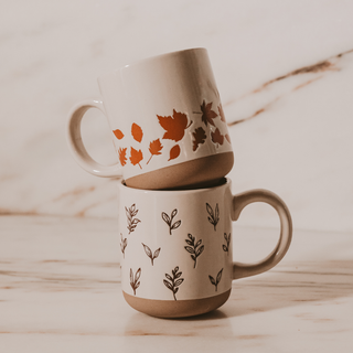 Brown Leaves Stoneware Coffee Mug *final sale*