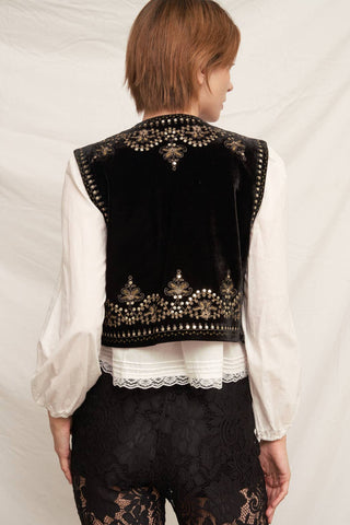 Embroidered Sequin Velvet Vest *final sale