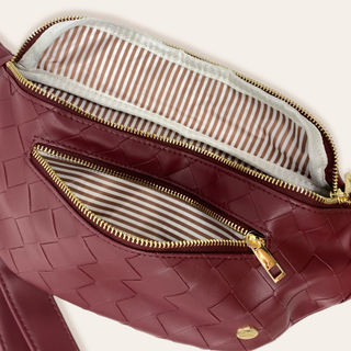 Trendy Luxe Belt Bag - Woven Plum