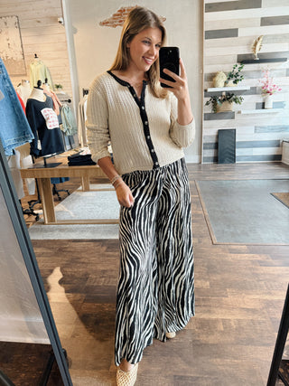 House Blend Zebra Pants, Black/Cream - The Red Thread Boutique