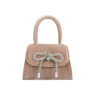 Sabrina Taupe Mini Velvet Top Handle Bag *final sale