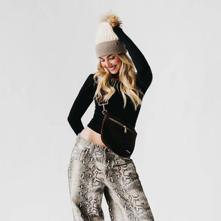 Suede Westlyn Woven Bum Bag, Suede Primrose