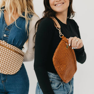 Westlyn Woven Bum Bag, Checkered Black