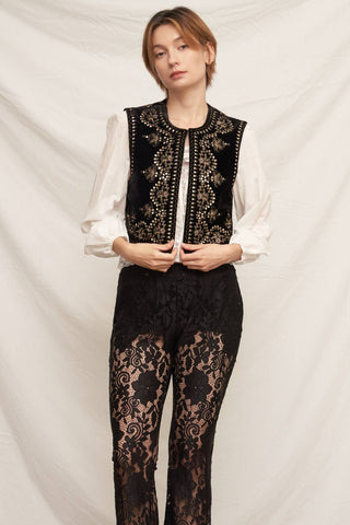 Embroidered Sequin Velvet Vest *final sale