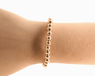 6 MM Gold Beaded Bracelet Standard 6.75 inch - The Red Thread Boutique