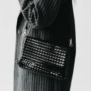 Wrenlee Woven Flap Crossbody: Black